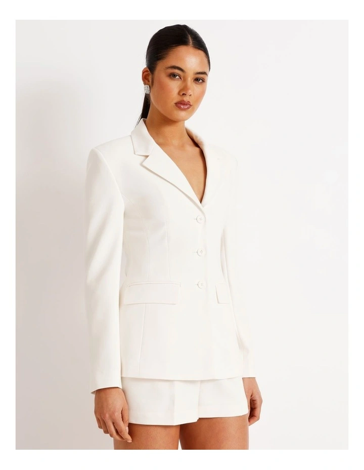 Hourglass Single Breasted Blazer in Ivory image 3
