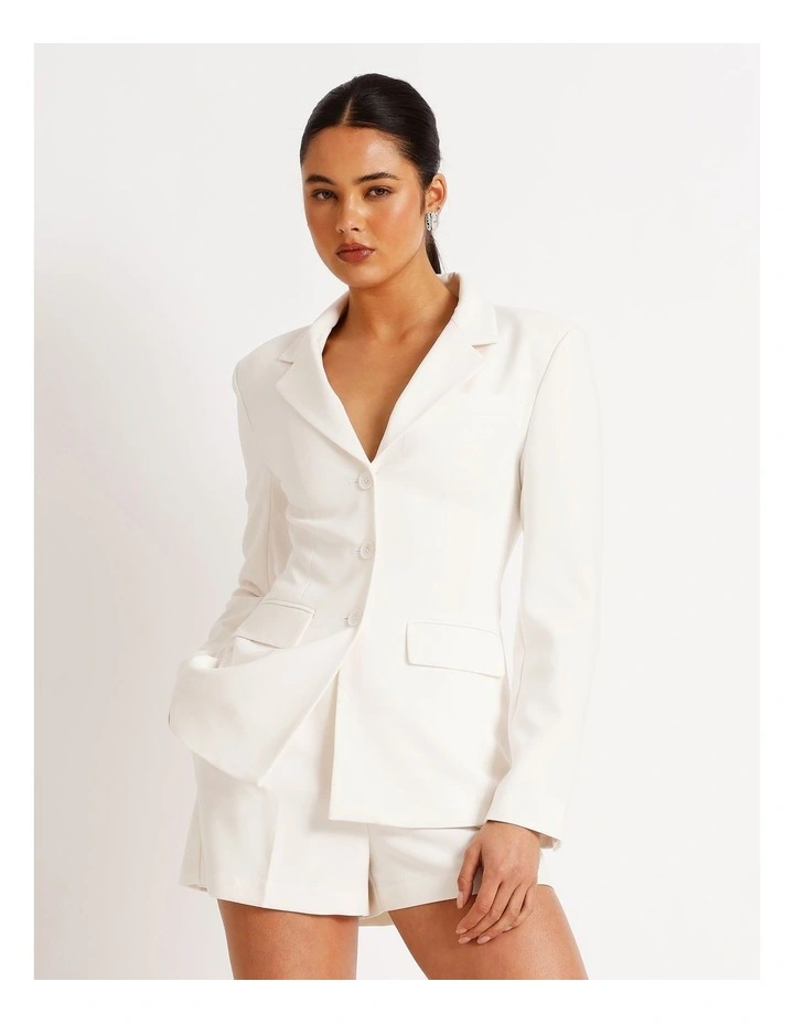 Hourglass Single Breasted Blazer in Ivory image 5