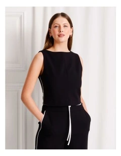 Tailored Boat Neck Top in Black