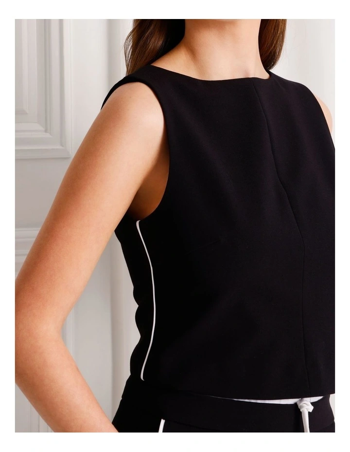 Tailored Boat Neck Top in Black image 3