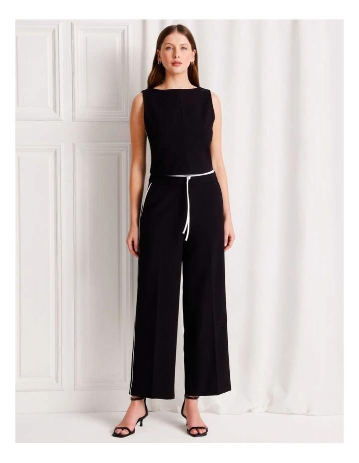 Tailored Boat Neck Top in Black image 4