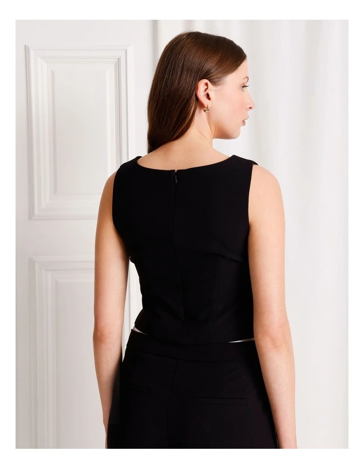 Tailored Boat Neck Top in Black image 6