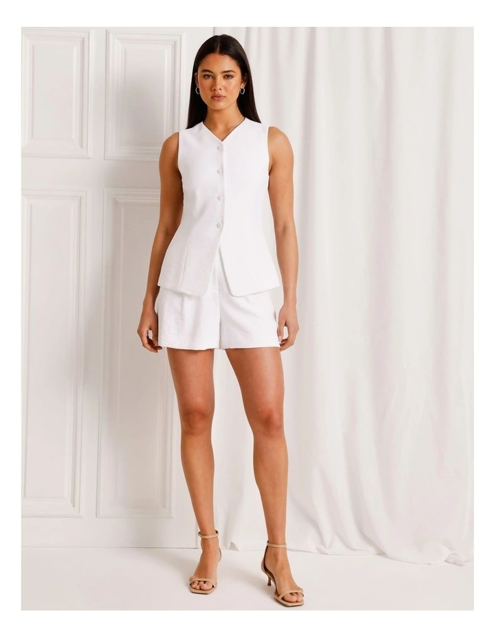 Long Line V-Neck Vest in White image 2