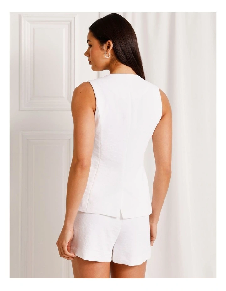 Long Line V-Neck Vest in White image 6