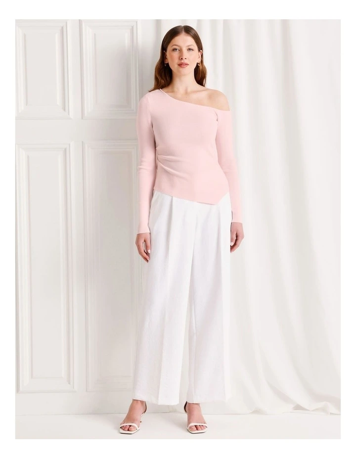 Asymmetrical Long Sleeve Knit Top in Light Pink image 2