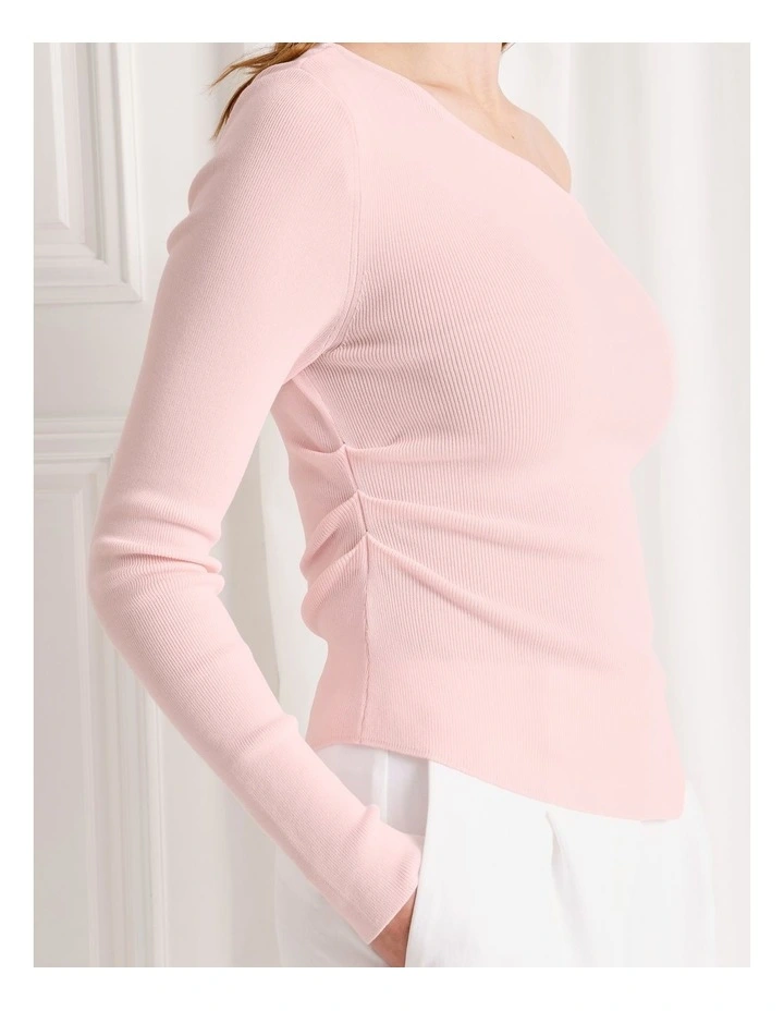 Asymmetrical Long Sleeve Knit Top in Light Pink image 4