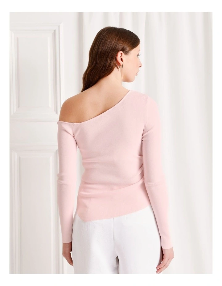 Asymmetrical Long Sleeve Knit Top in Light Pink image 5