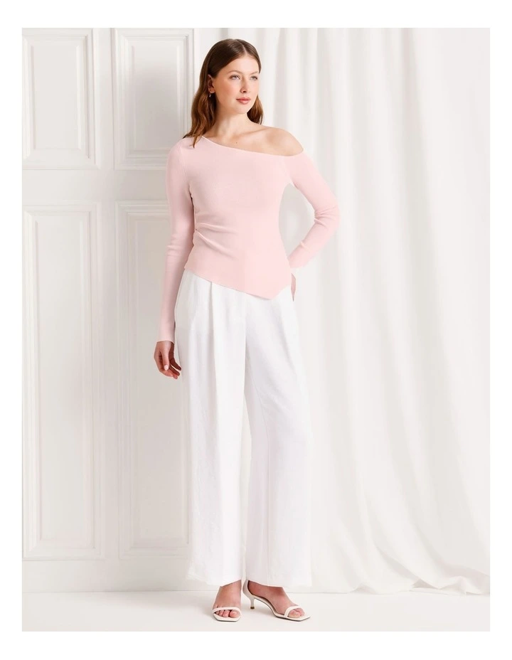Asymmetrical Long Sleeve Knit Top in Light Pink image 6