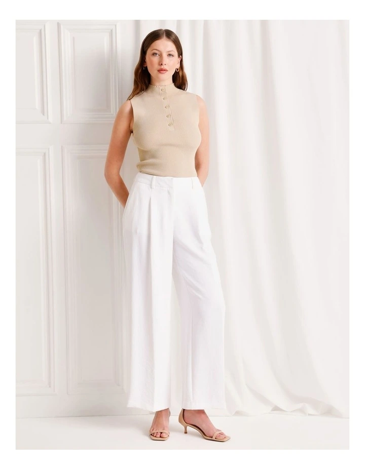 Sleeveless Button Rib Knit Tank in Stone image 4