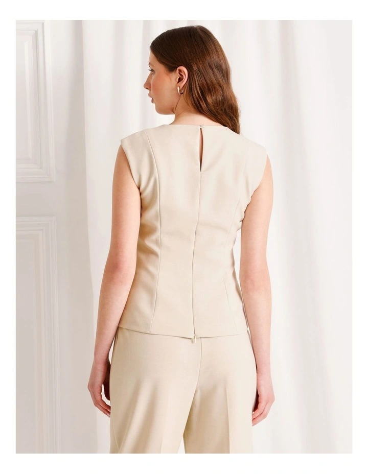 Tailored Crew Neck Top in Stone image 6