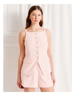 Strappy Square Neck Vest in Light Pink