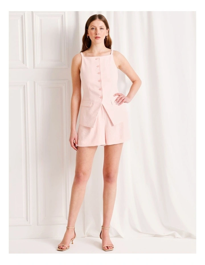 Strappy Square Neck Vest in Light Pink image 2