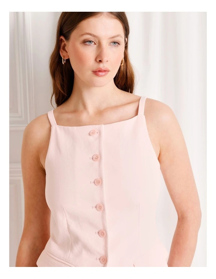 Strappy Square Neck Vest in Light Pink image 4