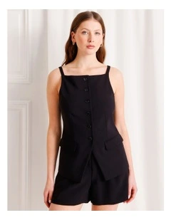 Strappy Square Neck Vest in Black