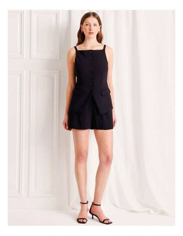 Strappy Square Neck Vest in Black image 2