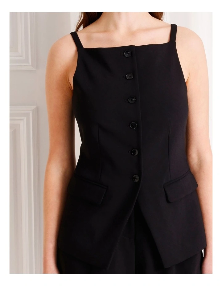 Strappy Square Neck Vest in Black image 3