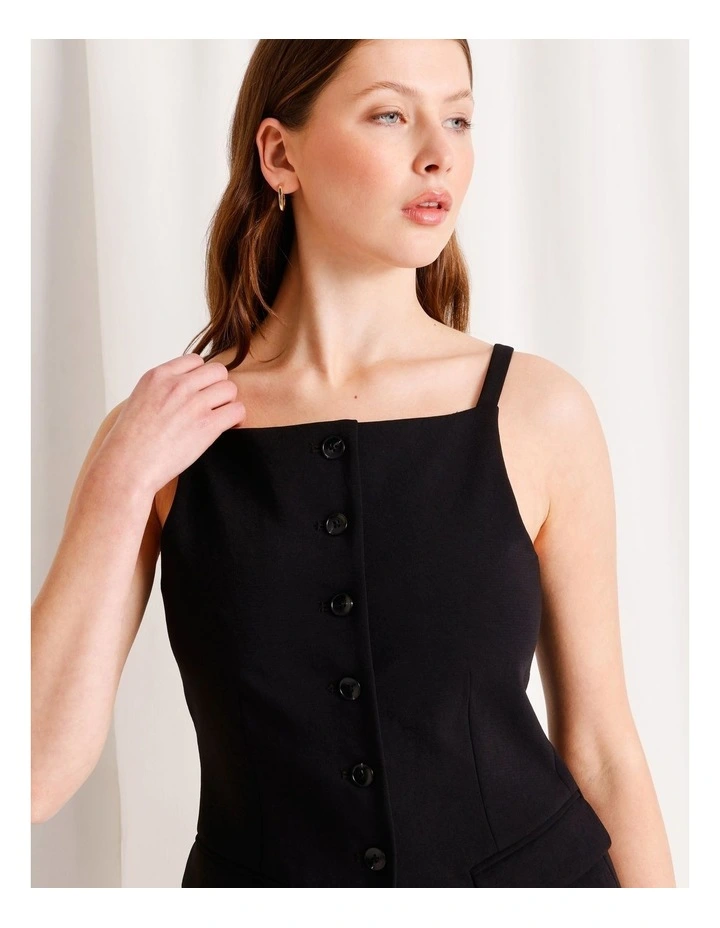 Strappy Square Neck Vest in Black image 4