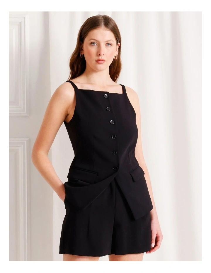 Strappy Square Neck Vest in Black image 5