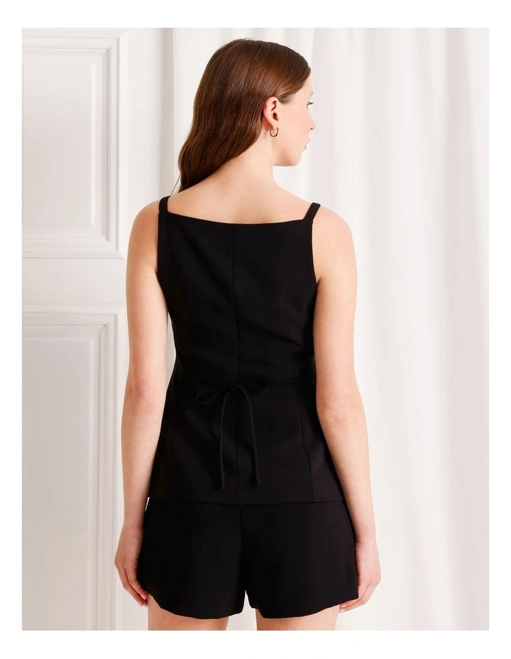 Strappy Square Neck Vest in Black image 6