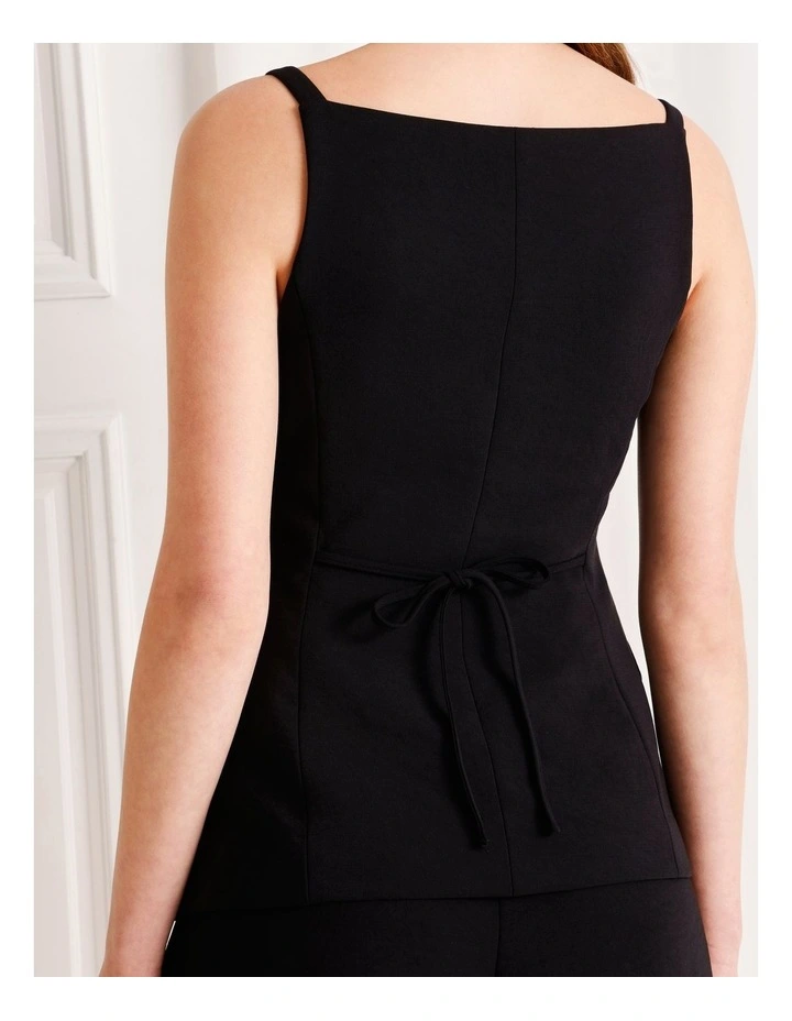 Strappy Square Neck Vest in Black image 7
