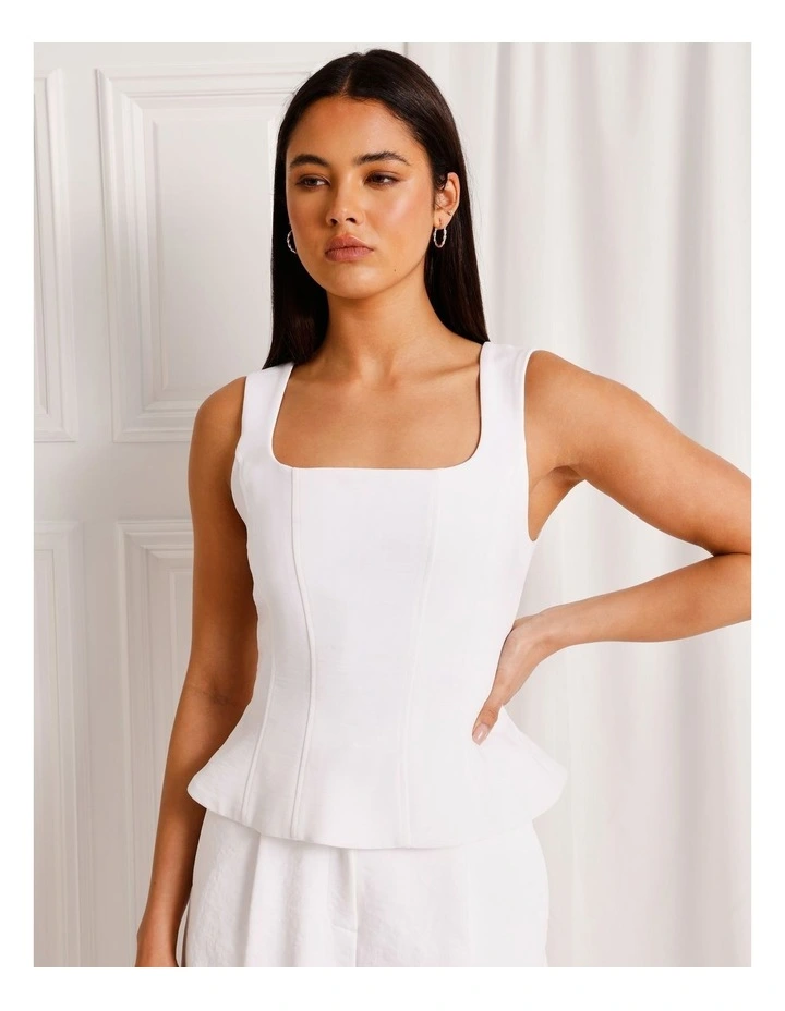 Peplum Bustier in White image 3