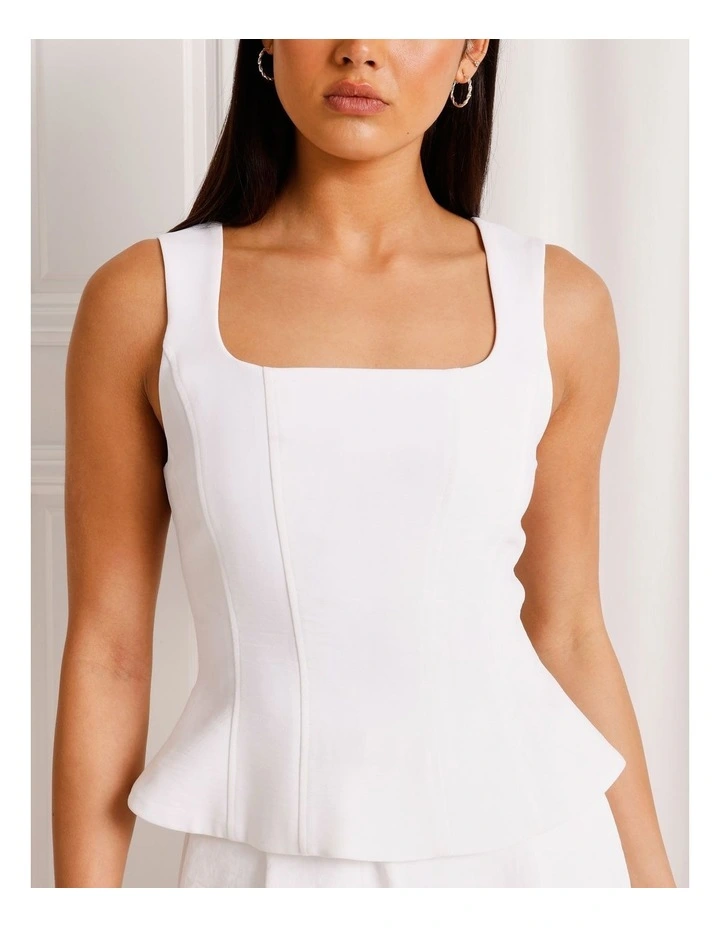 Peplum Bustier in White image 4