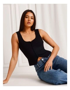 Scoop Neck Knit Vest in Black