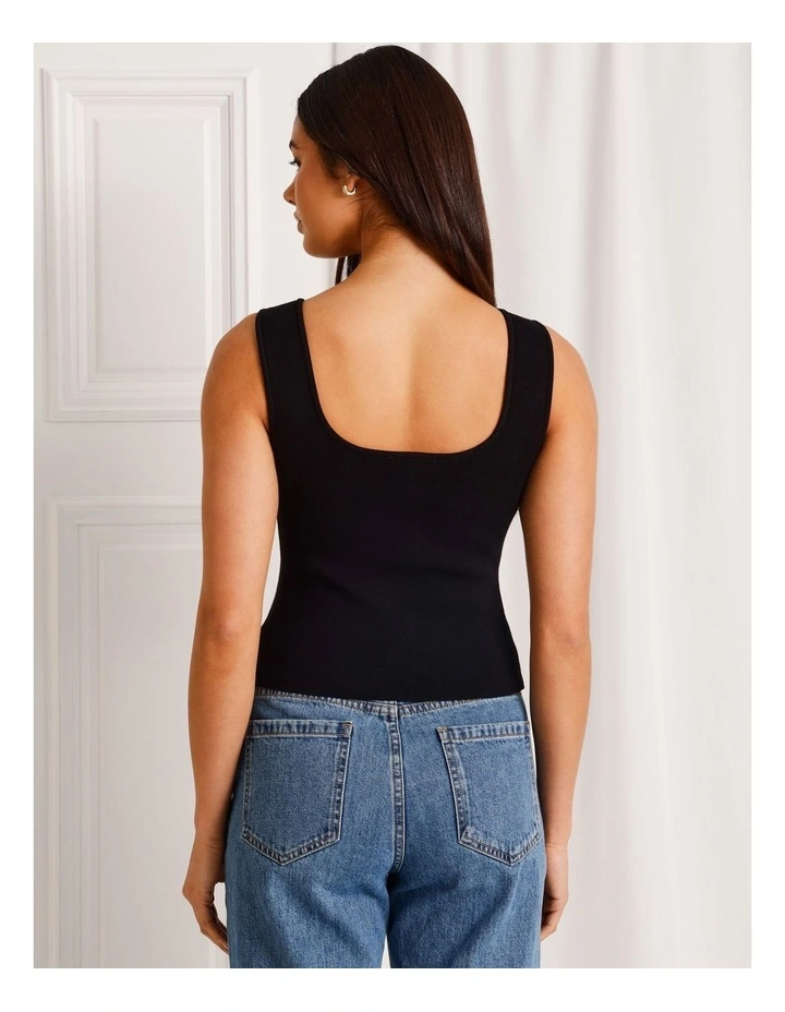 Scoop Neck Knit Vest in Black image 6
