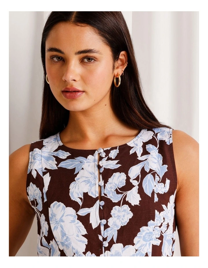 Linen Blend Button Front Top in Assorted image 3