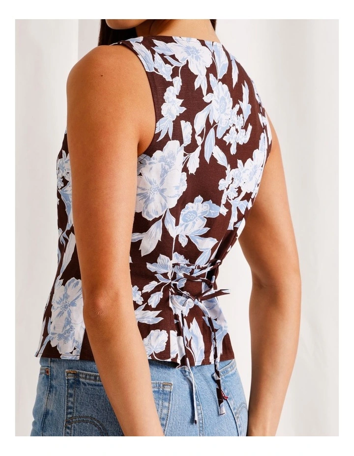Linen Blend Button Front Top in Assorted image 4