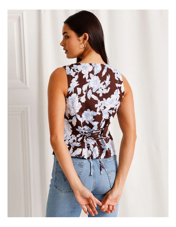 Linen Blend Button Front Top in Assorted image 6