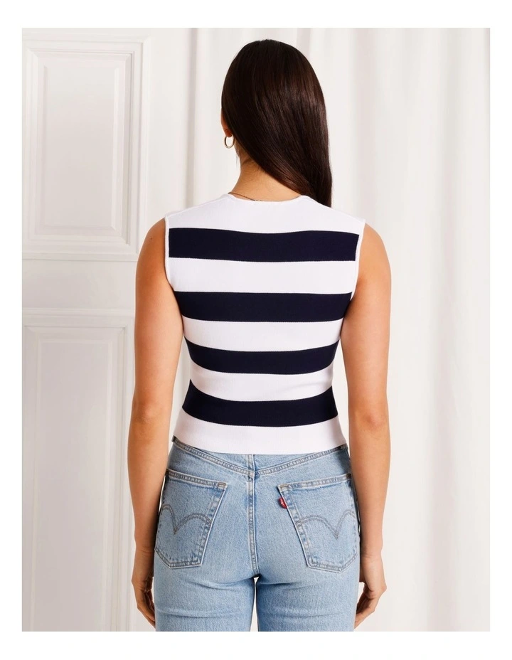 Extended Shoulder Knit Tank in Blue image 5