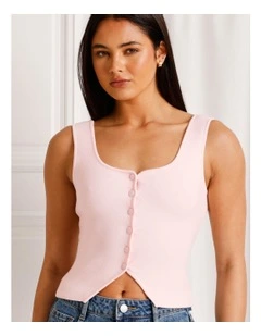 Scoop Neck Knit Vest in Light Pink