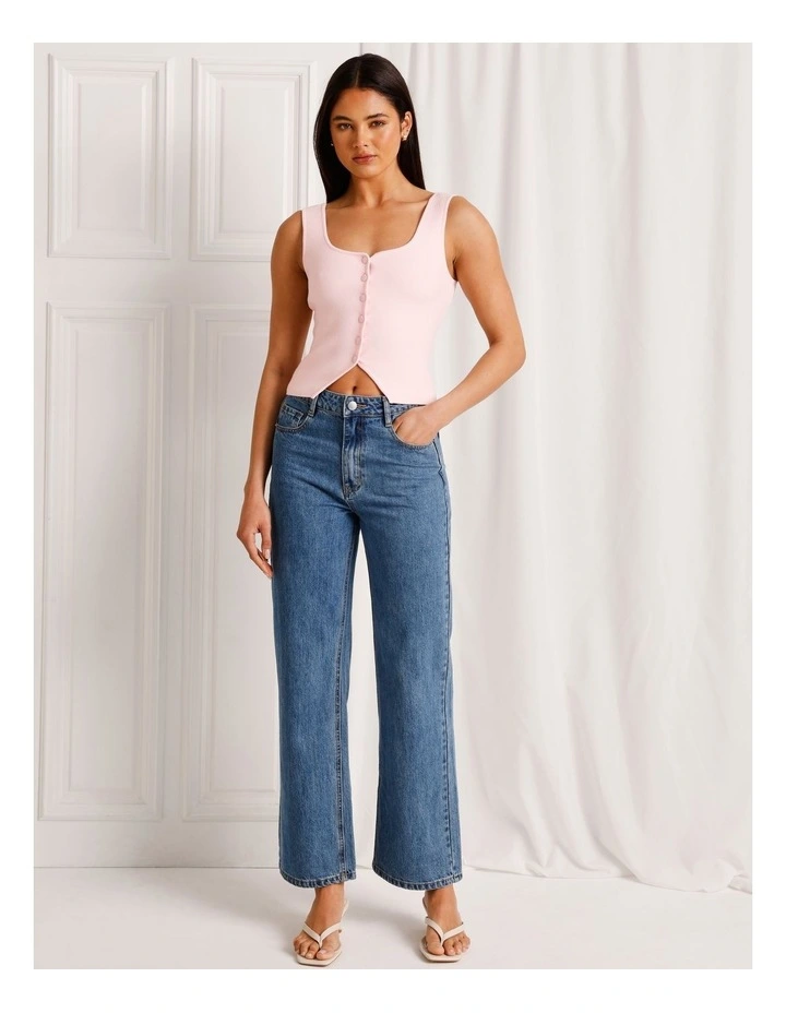 Scoop Neck Knit Vest in Light Pink image 2