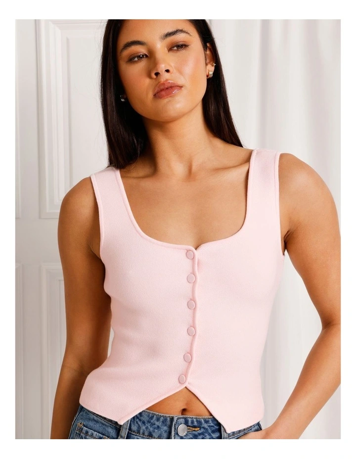 Scoop Neck Knit Vest in Light Pink image 3