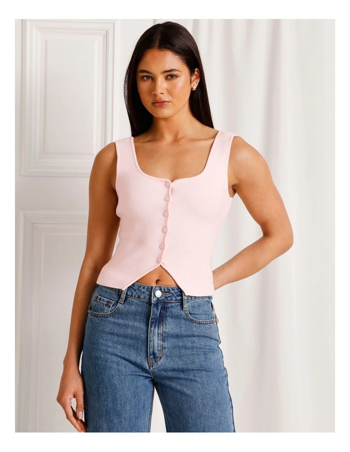 Scoop Neck Knit Vest in Light Pink image 4