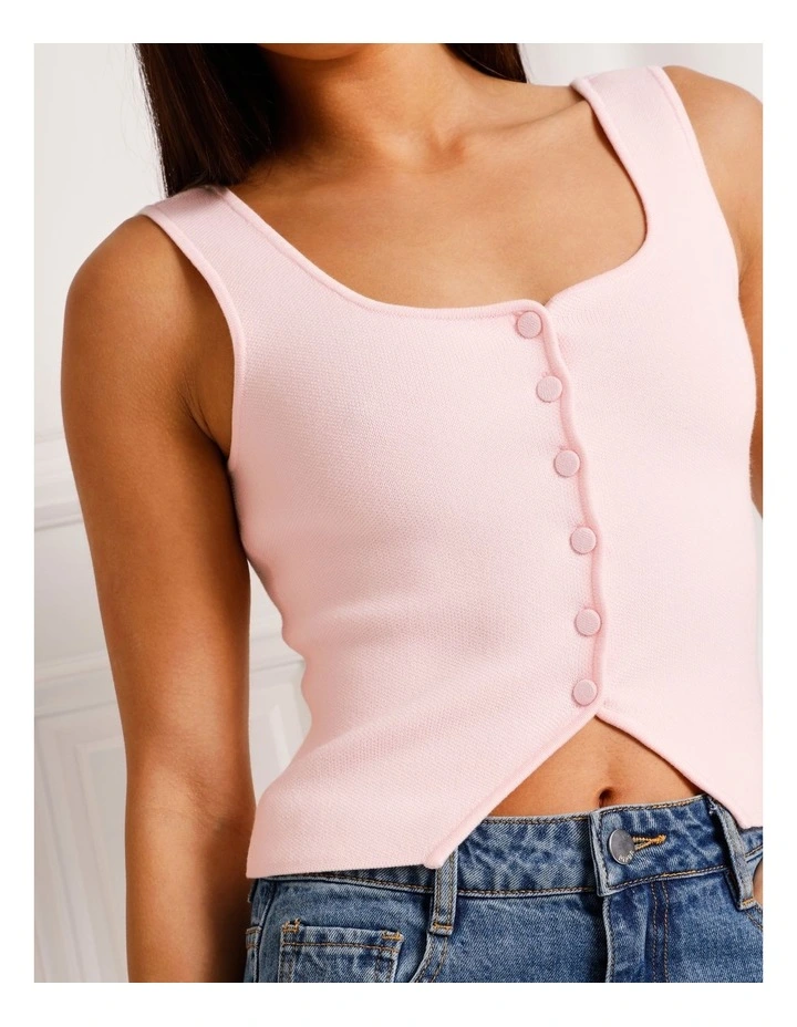 Scoop Neck Knit Vest in Light Pink image 5