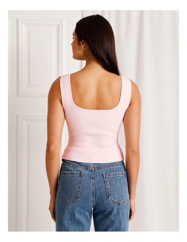 Scoop Neck Knit Vest in Light Pink image 6