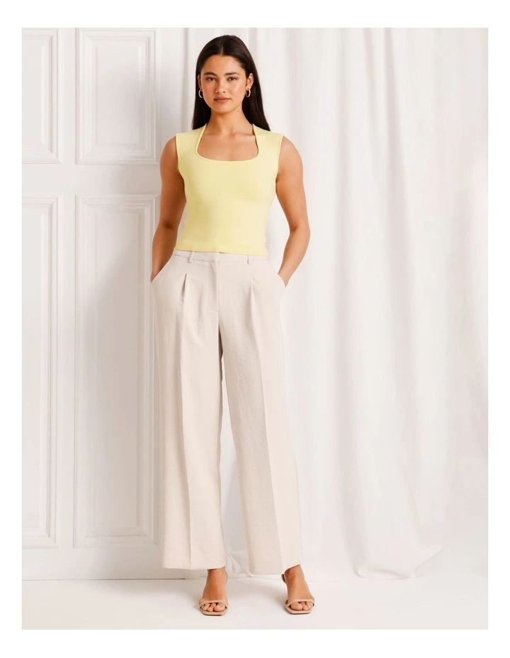 Extended Shoulder Knit Tank in Light Yellow image 2