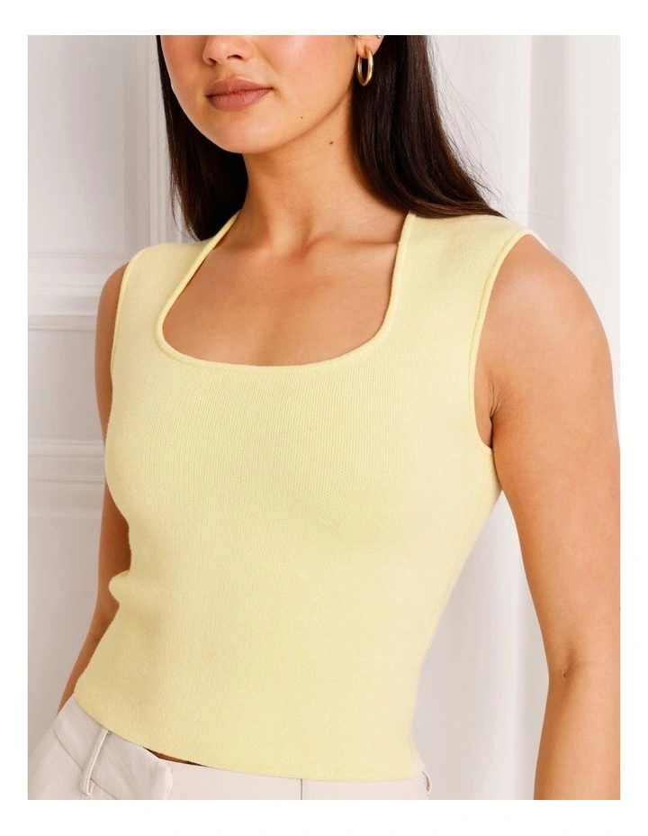 Extended Shoulder Knit Tank in Light Yellow image 5