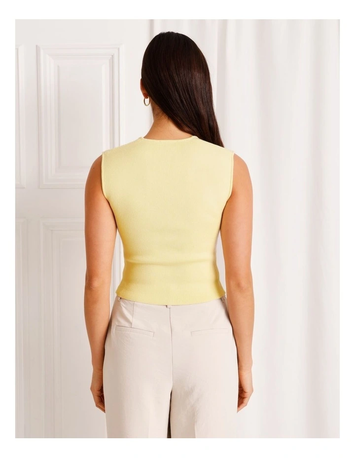 Extended Shoulder Knit Tank in Light Yellow image 6