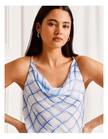 Cowl Neck Halter Top in Blue