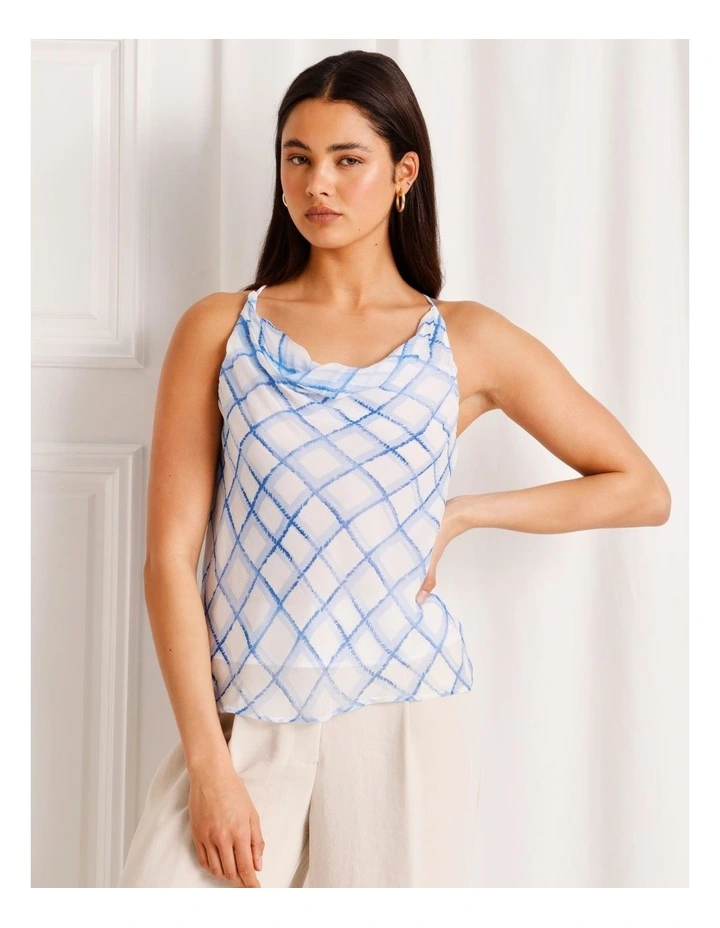 Cowl Neck Halter Top in Blue image 2