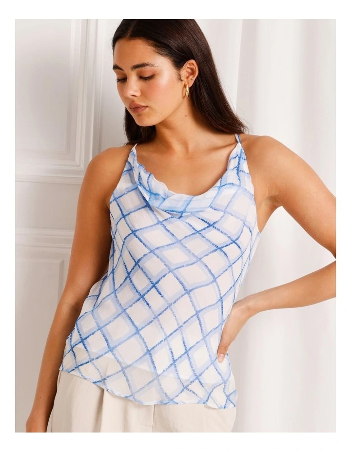 Cowl Neck Halter Top in Blue image 4