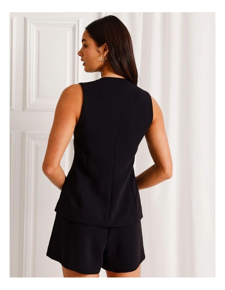 Longline V-Neck Vest in Black image 6
