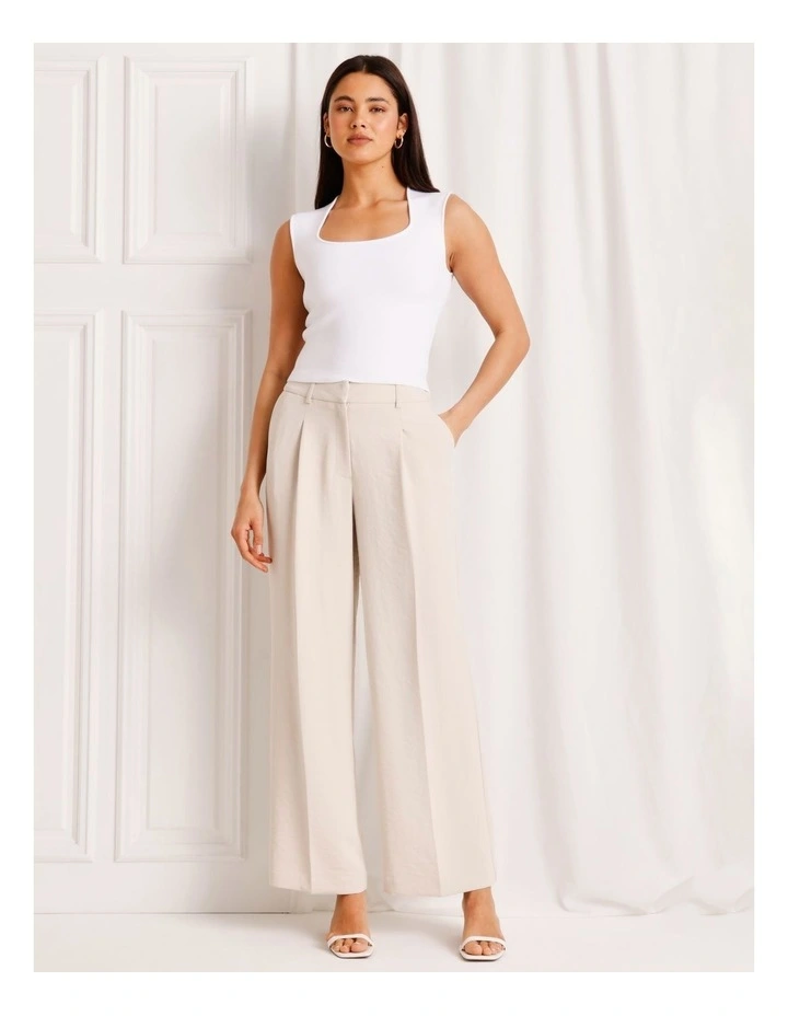 Extended Shoulder Knit Tank in White image 2