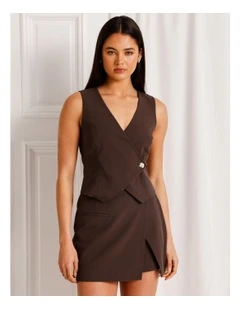 Asymmetrical Vest in Dark Brown