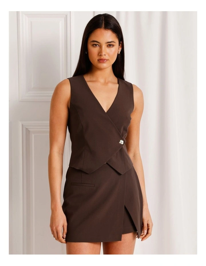 Asymmetrical Vest in Dark Brown image 1