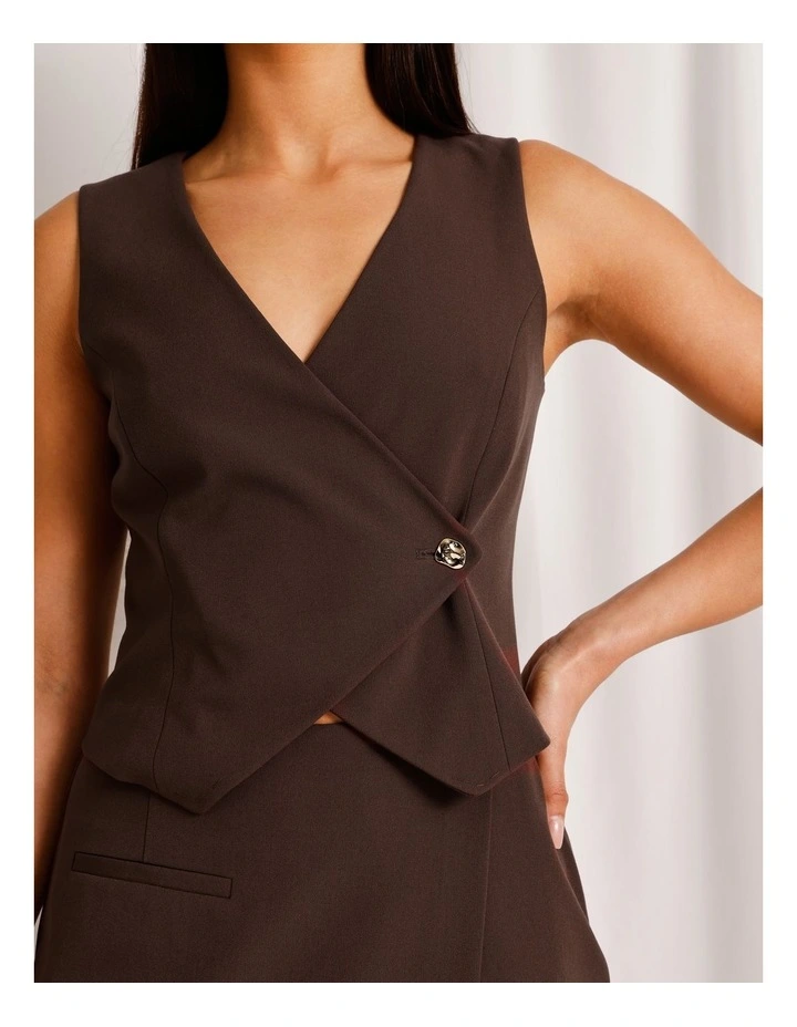 Asymmetrical Vest in Dark Brown image 2