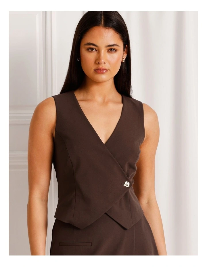 Asymmetrical Vest in Dark Brown image 4